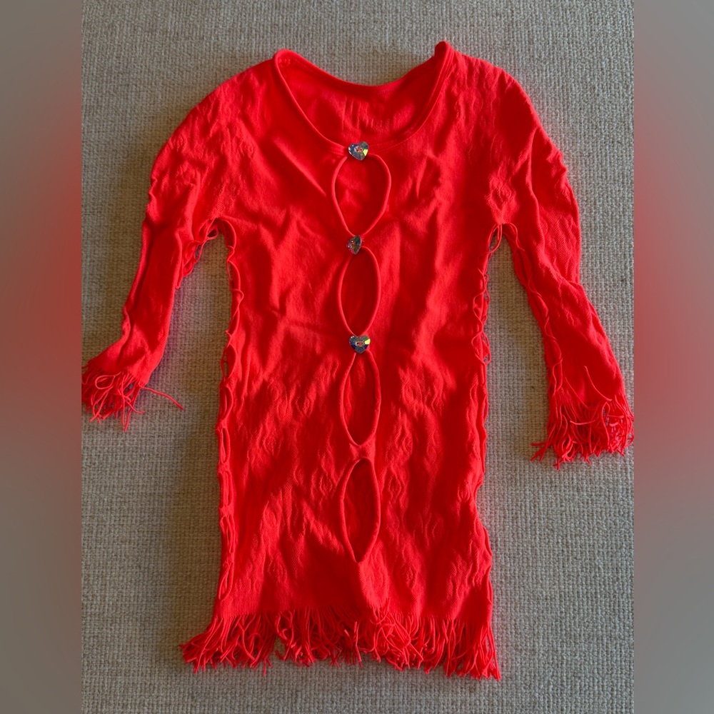 Vibrant Red Fringe Dress